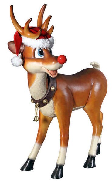 Christmas Santas Red-Nosed Reindeer Statue large Display Art